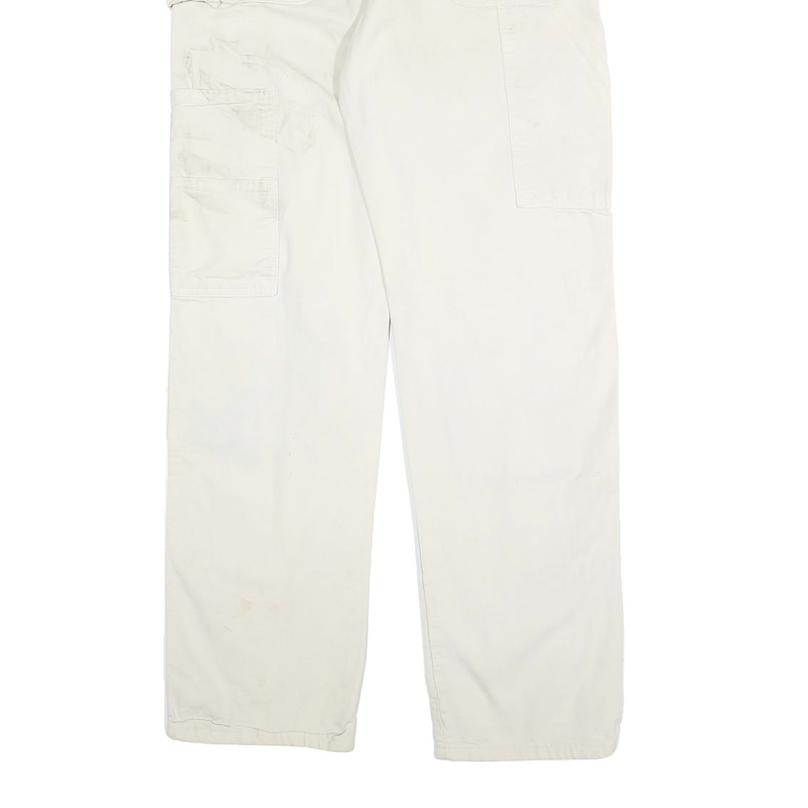 DICKIES Mens Cotton White Relaxed Straight Trousers W34 L34 Workwear Casual