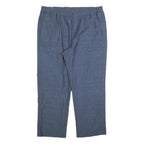 Womens Relaxed Linen Blend Blue Straight Leg Trousers W40 L30 Comfortable Casual