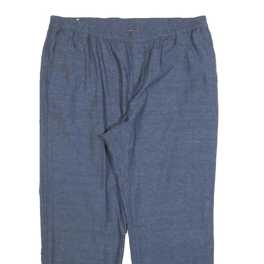 Womens Relaxed Linen Blend Blue Straight Leg Trousers W40 L30 Comfortable Casual