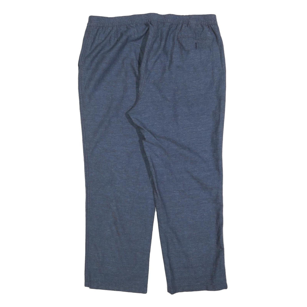 Womens Relaxed Linen Blend Blue Straight Leg Trousers W40 L30 Comfortable Casual