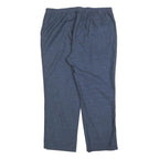 Womens Relaxed Linen Blend Blue Straight Leg Trousers W40 L30 Comfortable Casual