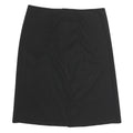 Womens Black Plain Cotton Blend Straight Knee Length Skirt M Classic Office Wear