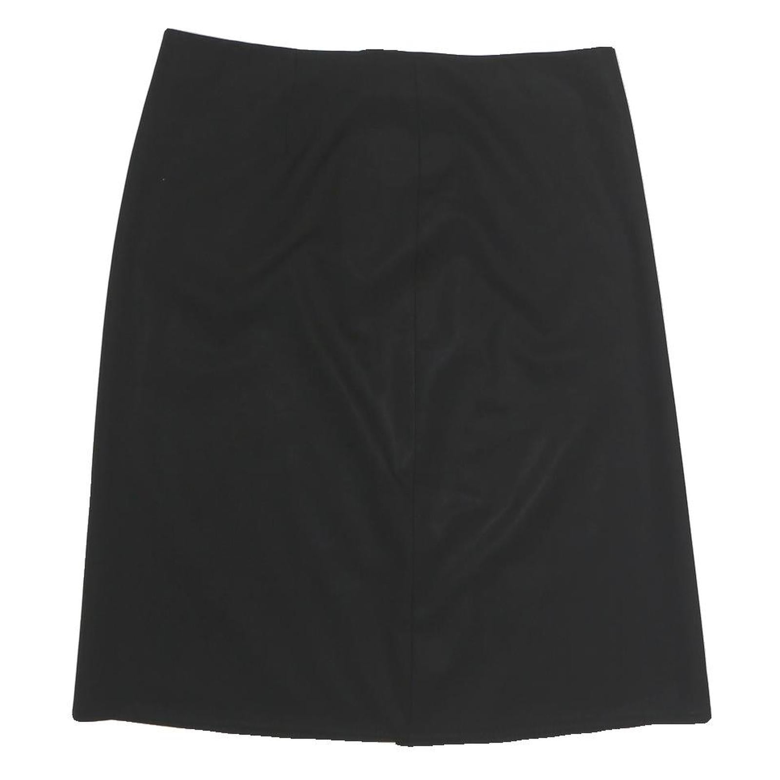 Womens Black Plain Cotton Blend Straight Knee Length Skirt M Classic Office Wear