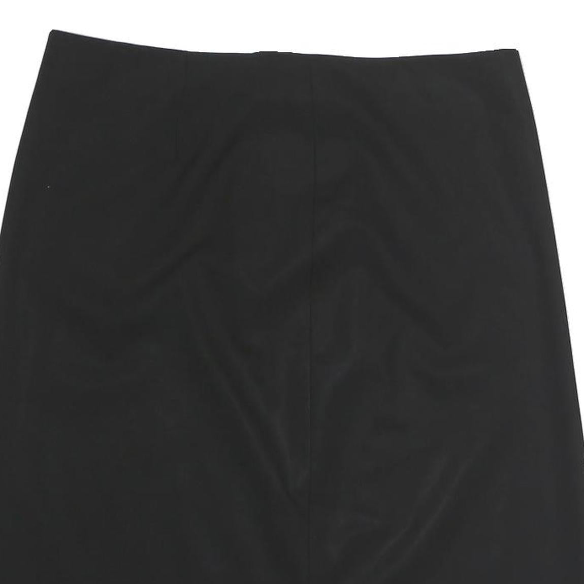 Womens Black Plain Cotton Blend Straight Knee Length Skirt M Classic Office Wear