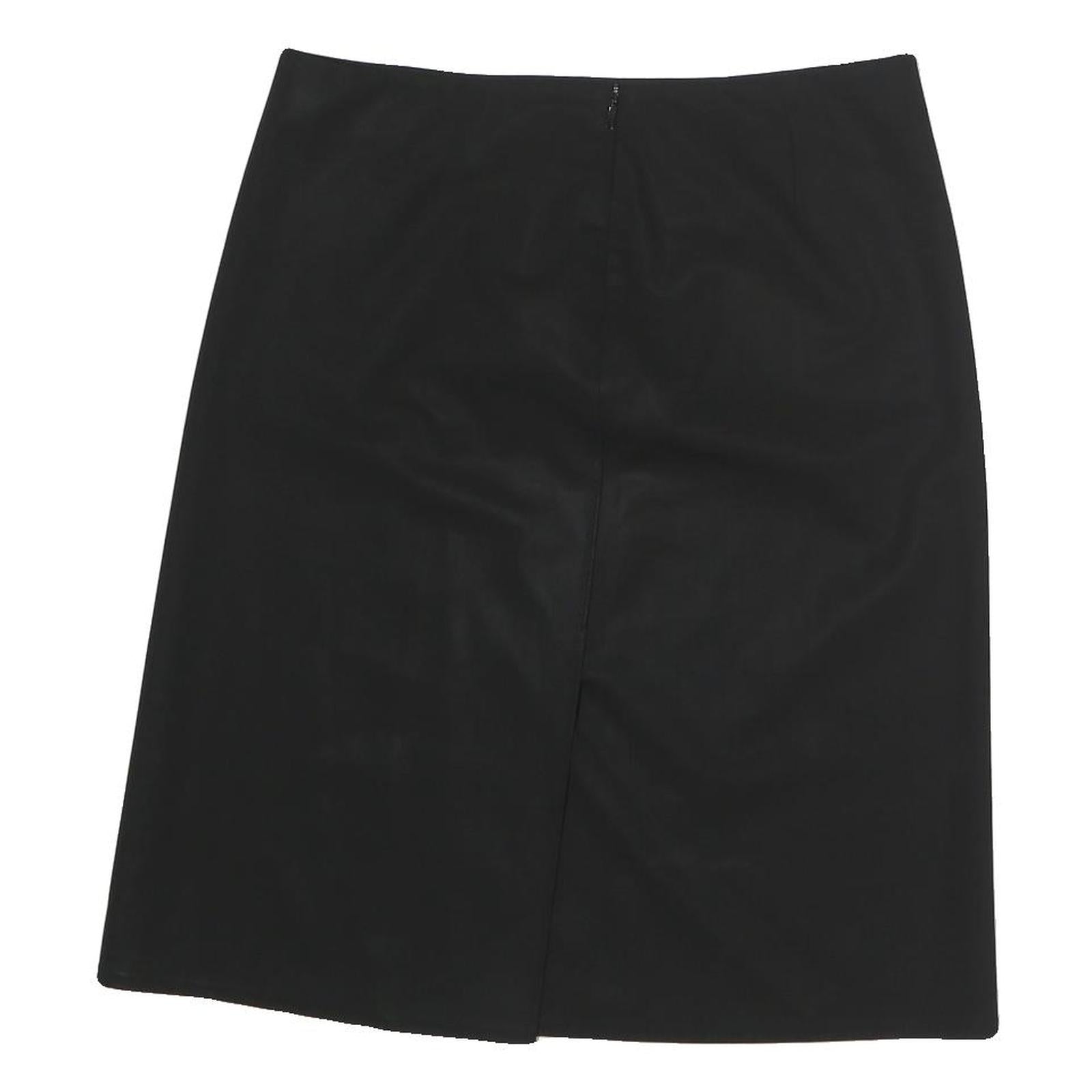 Womens Black Plain Cotton Blend Straight Knee Length Skirt M Classic Office Wear