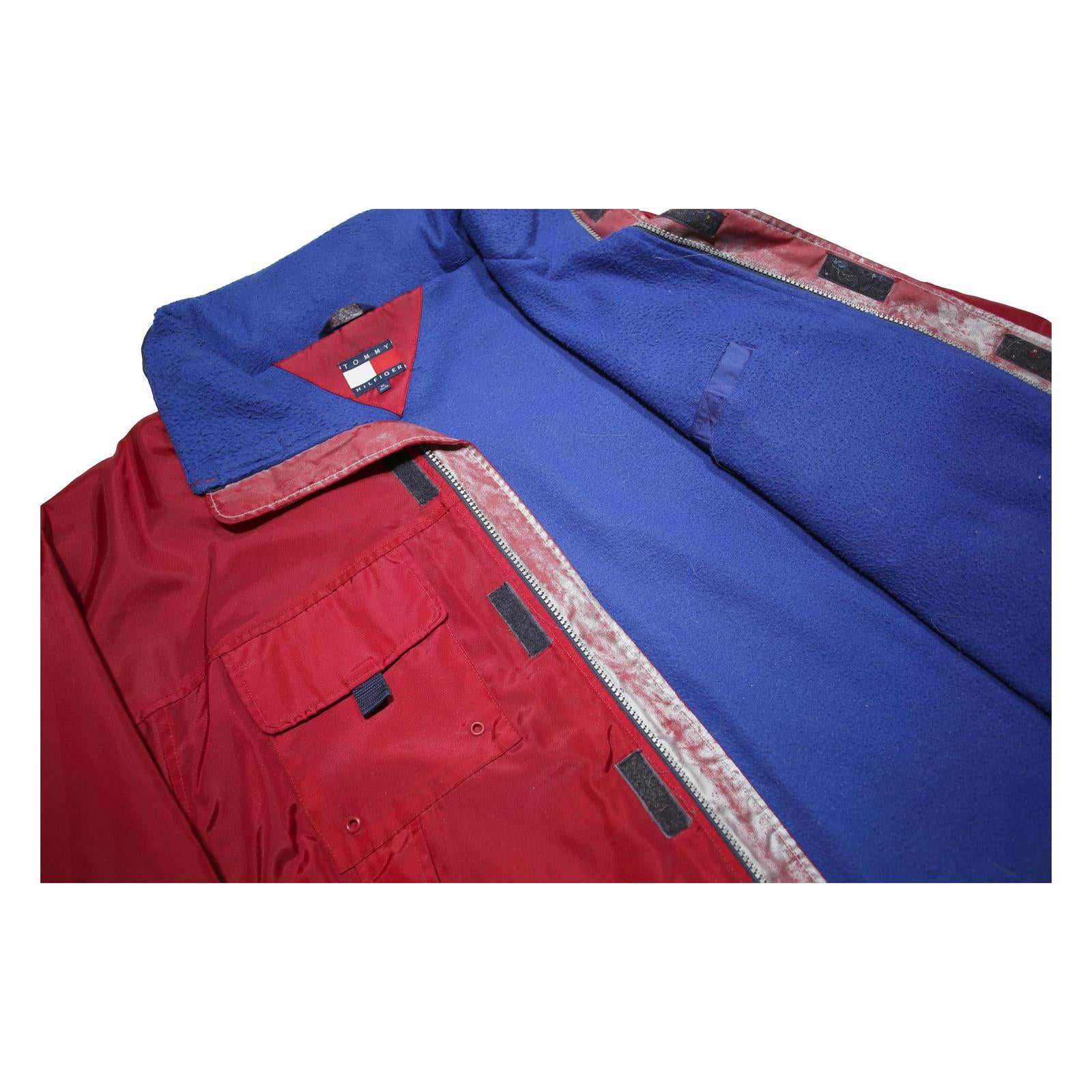 TOMMY HILFIGER Mens Red Nylon Bomber XL Jacket Plain Zip Casual Sports