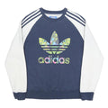ADIDAS Womens Blue & White Floral Logo Crew Neck UK 16 Sweatshirt