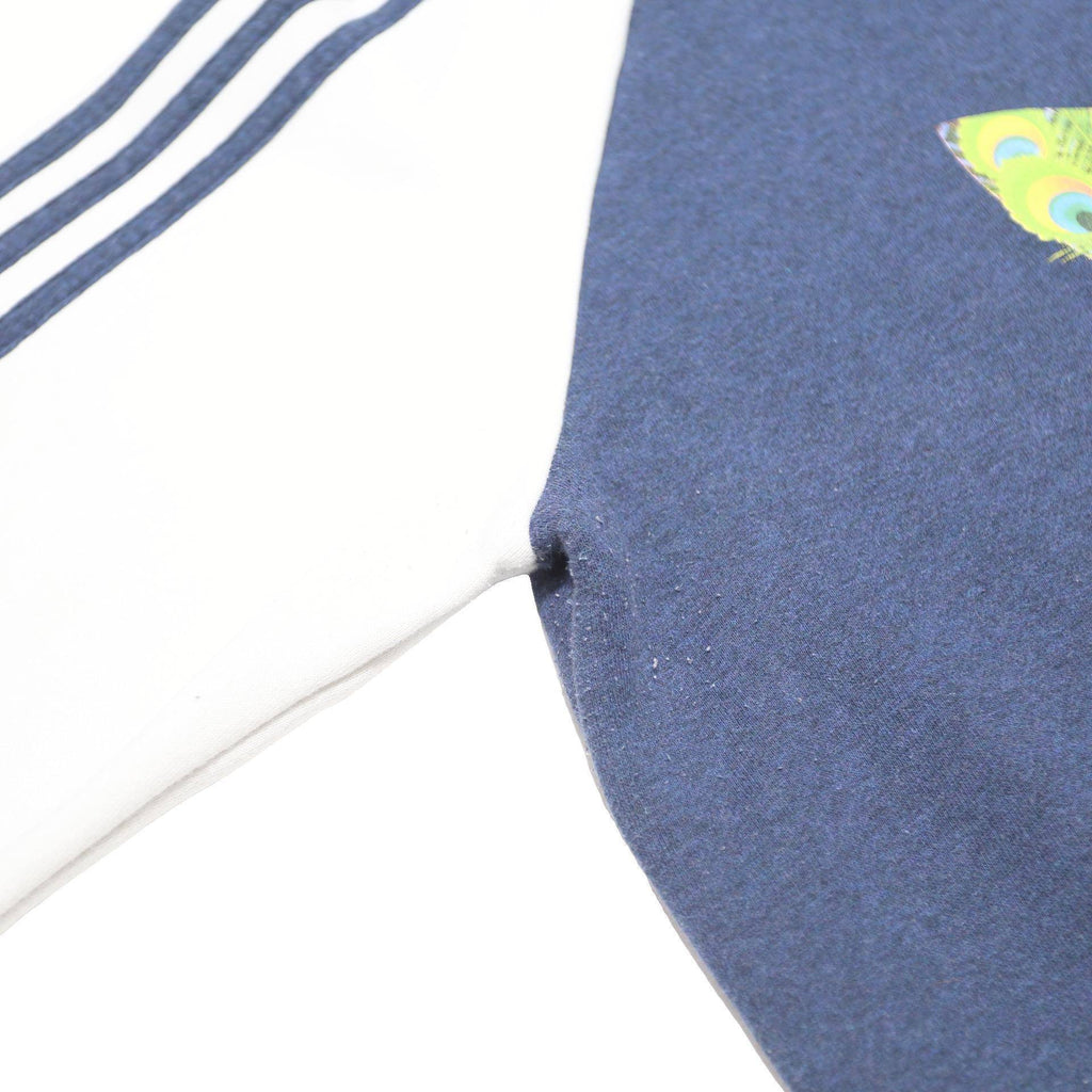 ADIDAS Womens Blue & White Floral Logo Crew Neck UK 16 Sweatshirt