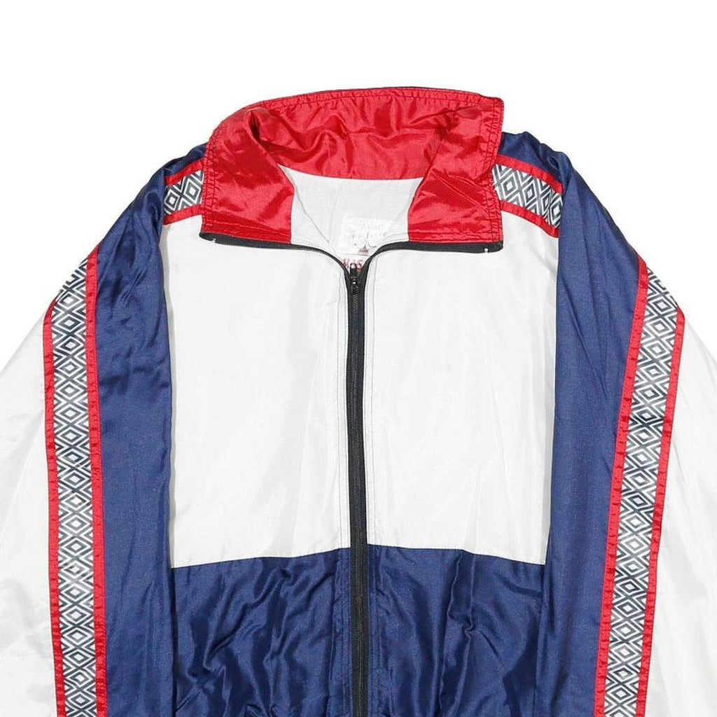 MASTER AND THE DISCIPLES Mens Navy & White Retro Nylon Jacket S Zip Casual