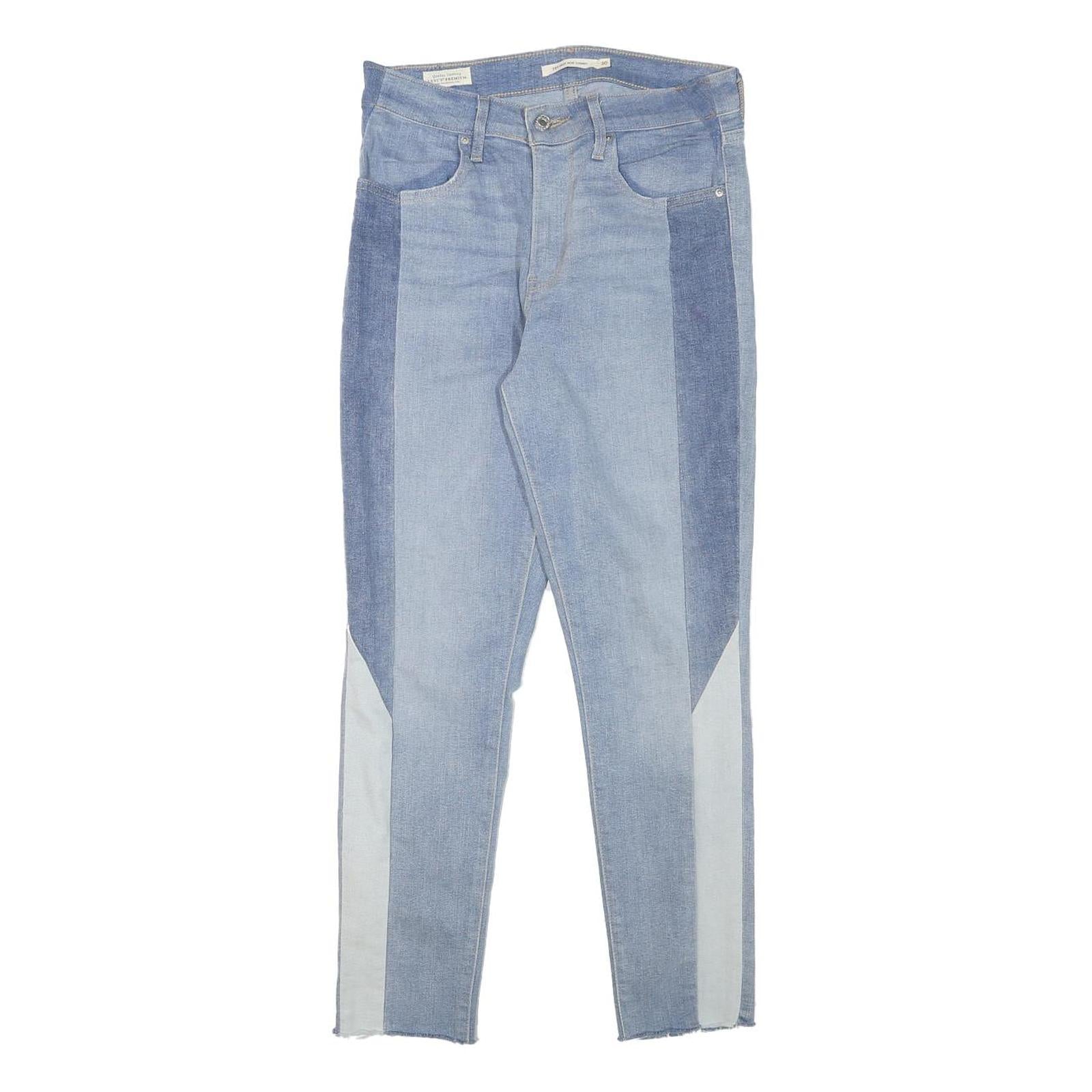 LEVI'S Womens Jeans Blue Slim Skinny Denim Light W24 L26 Patchwork Zip