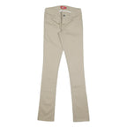 DICKIES Womens Slim Fit Beige Cotton Blend Trousers W26 L32 Zip