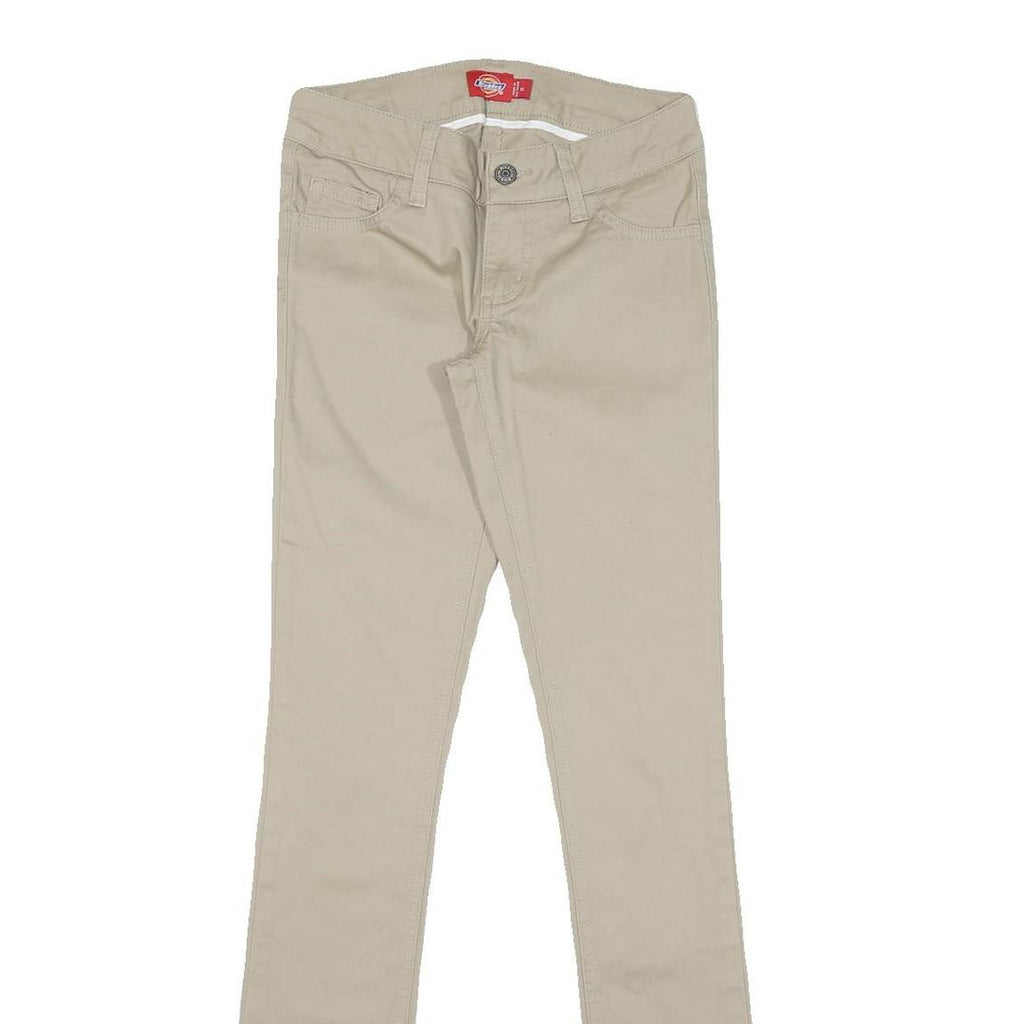 DICKIES Womens Slim Fit Beige Cotton Blend Trousers W26 L32 Zip
