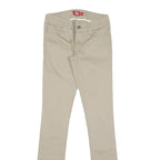 DICKIES Womens Slim Fit Beige Cotton Blend Trousers W26 L32 Zip