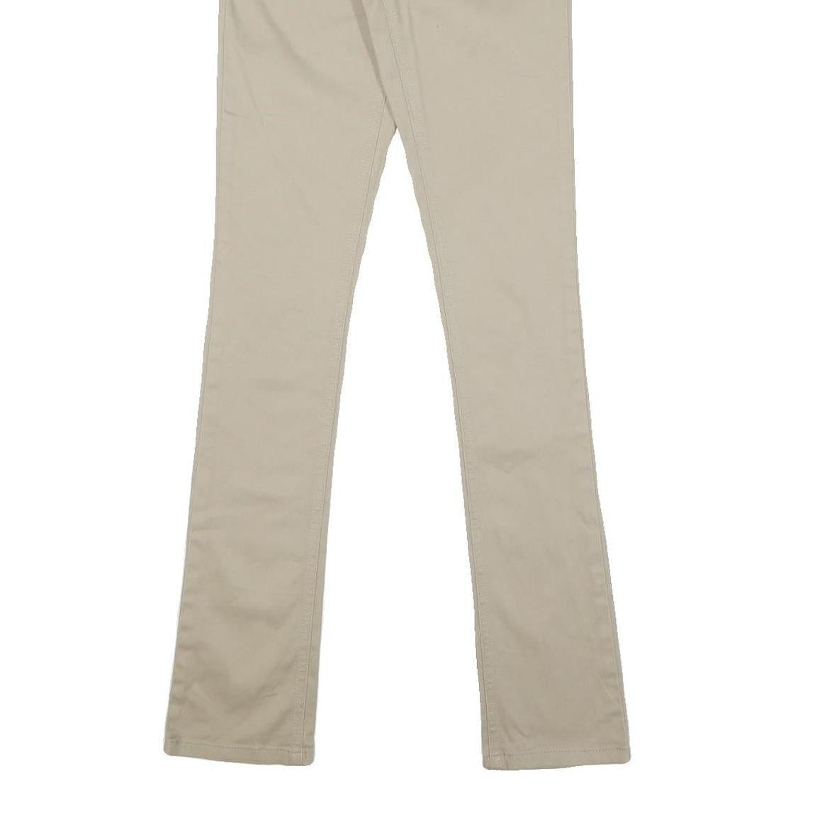 DICKIES Womens Slim Fit Beige Cotton Blend Trousers W26 L32 Zip
