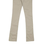 DICKIES Womens Slim Fit Beige Cotton Blend Trousers W26 L32 Zip