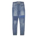 LEVI'S Womens Blue Slim Skinny Denim Jeans W27 L30 Patchwork Cotton Blend Zip