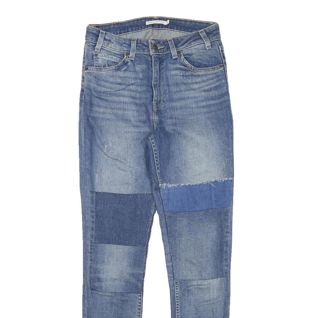 LEVI'S Womens Blue Slim Skinny Denim Jeans W27 L30 Patchwork Cotton Blend Zip