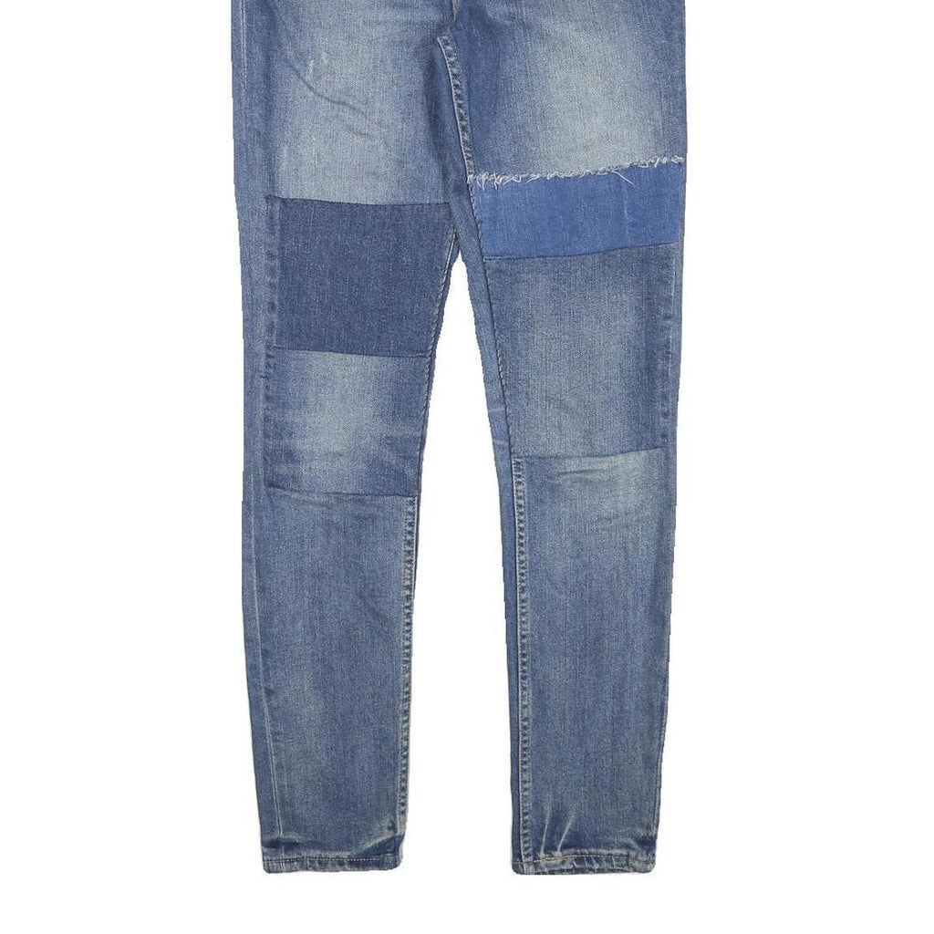 LEVI'S Womens Blue Slim Skinny Denim Jeans W27 L30 Patchwork Cotton Blend Zip