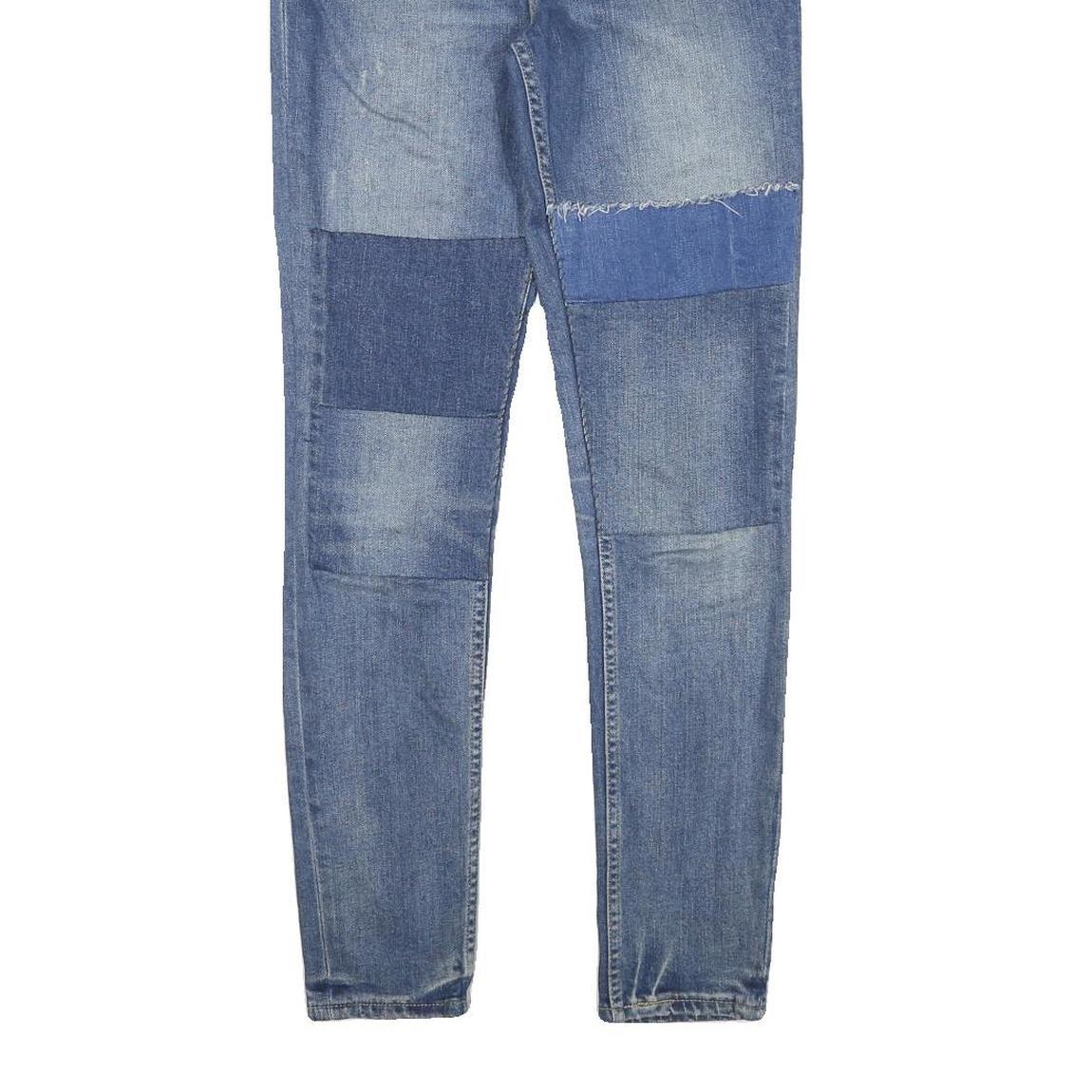 LEVI'S Womens Blue Slim Skinny Denim Jeans W27 L30 Patchwork Cotton Blend Zip