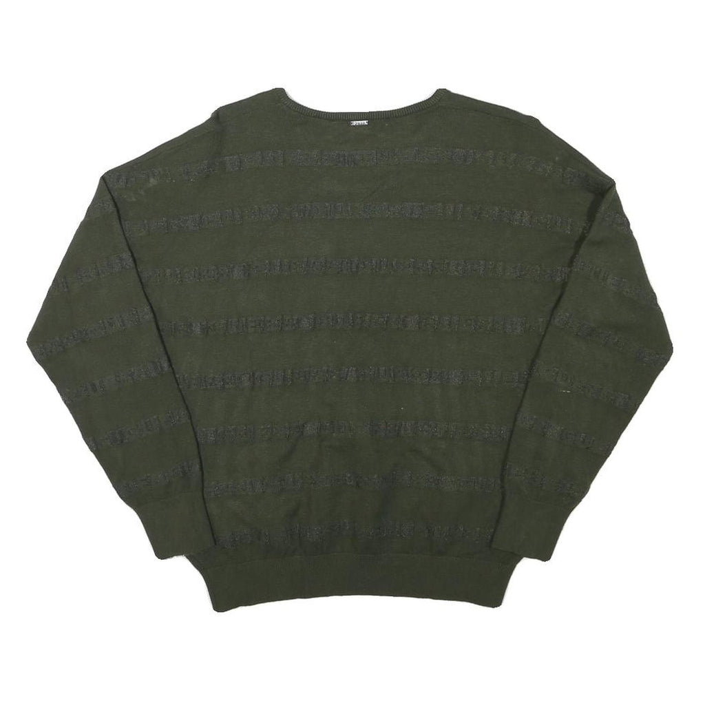 GUESS Womens Green Plain Jumper Crew Neck Basic Knit M Lightweight Stylish