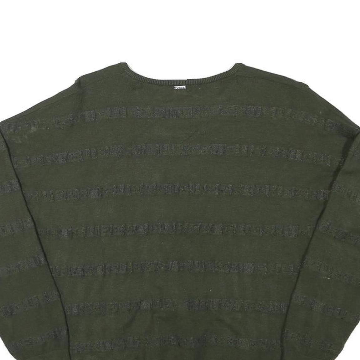 GUESS Womens Green Plain Jumper Crew Neck Basic Knit M Lightweight Stylish