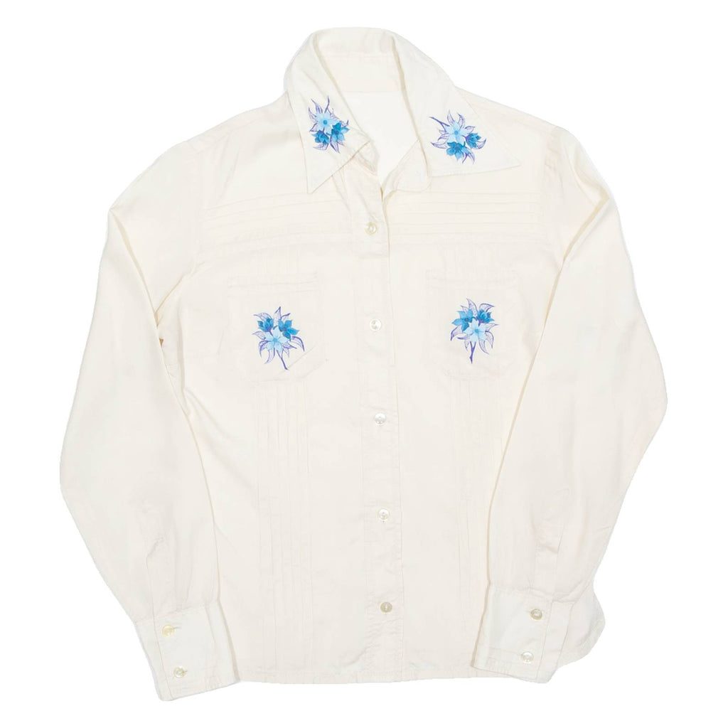 Womens Printed Blouse Cream Long Sleeve Floral S