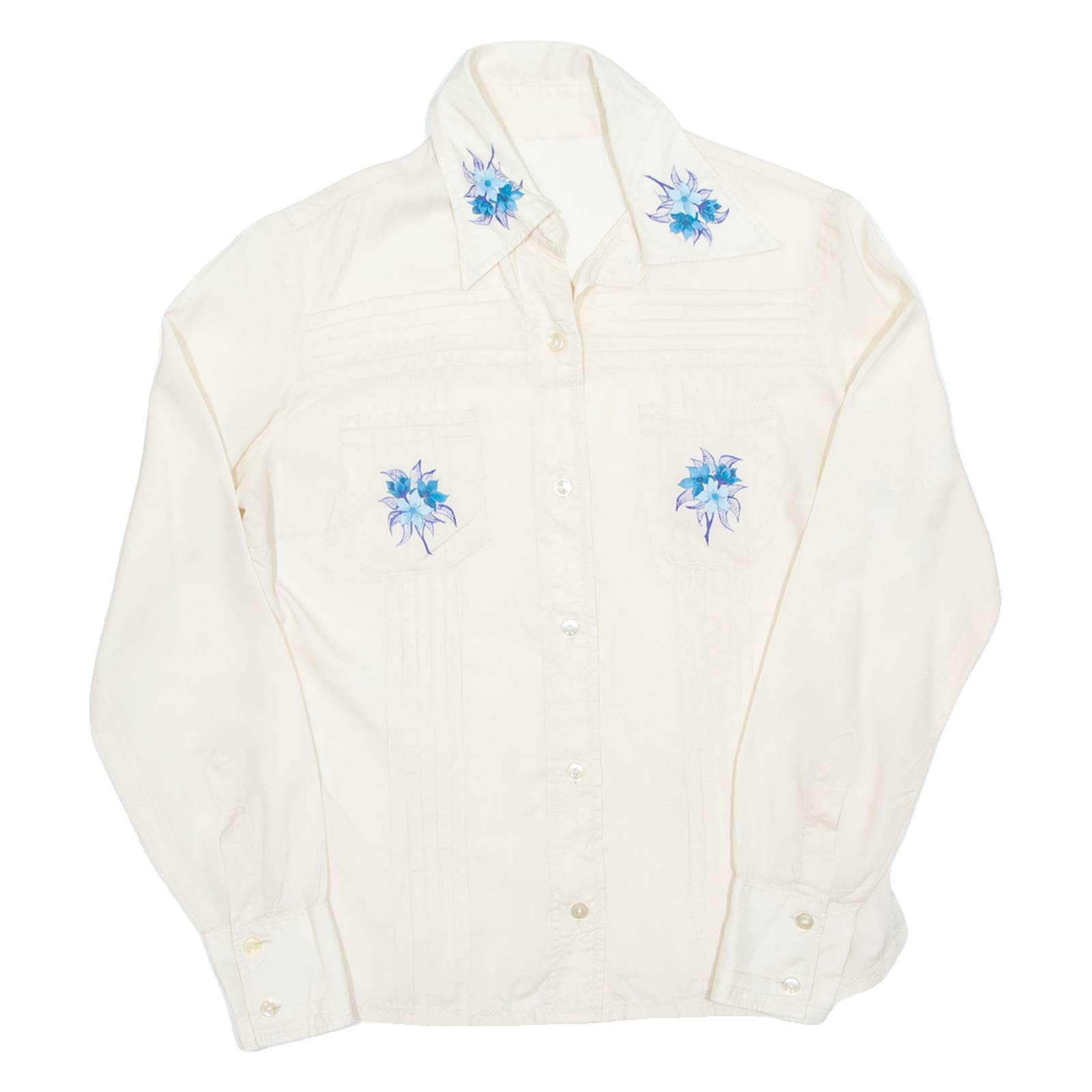 Womens Printed Blouse Cream Long Sleeve Floral S