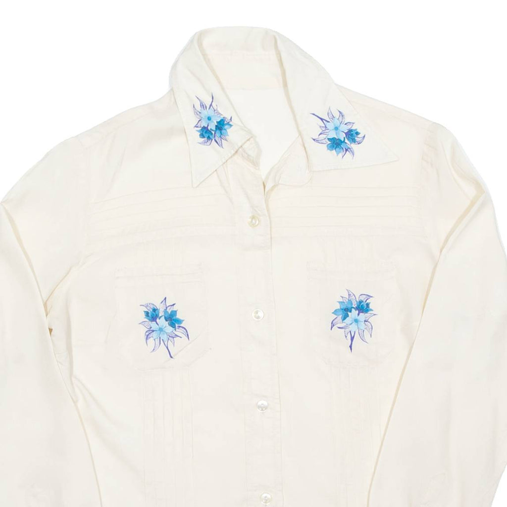 Womens Printed Blouse Cream Long Sleeve Floral S
