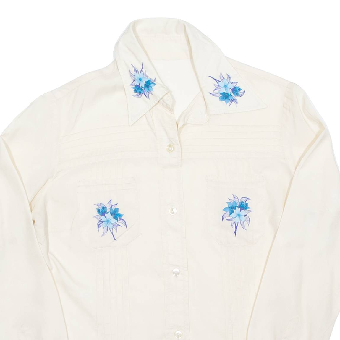 Womens Printed Blouse Cream Long Sleeve Floral S