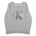 CALVIN KLEIN JEANS Womens Grey Sweatshirt Crew Neck XS Cotton Pullover Logo