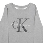 CALVIN KLEIN JEANS Womens Grey Sweatshirt Crew Neck XS Cotton Pullover Logo