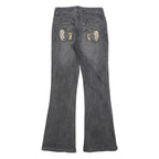 JOHN BANER Womens Grey Regular Flared Denim Light W28 L31 Embroidered Pockets