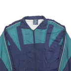 CHEROKEE Mens Blue & Teal Colourblock Zip Up Polyester Blend XL Jacket Retro