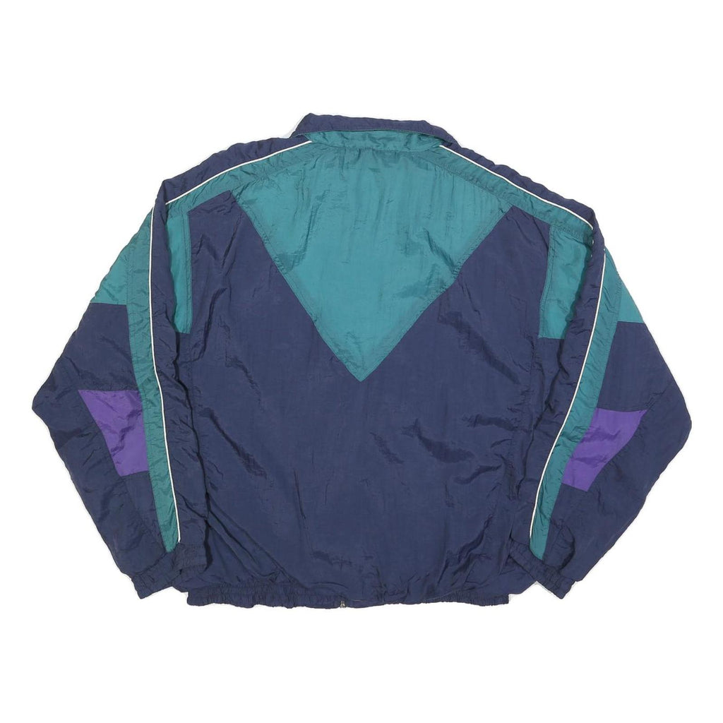 CHEROKEE Mens Blue & Teal Colourblock Zip Up Polyester Blend XL Jacket Retro