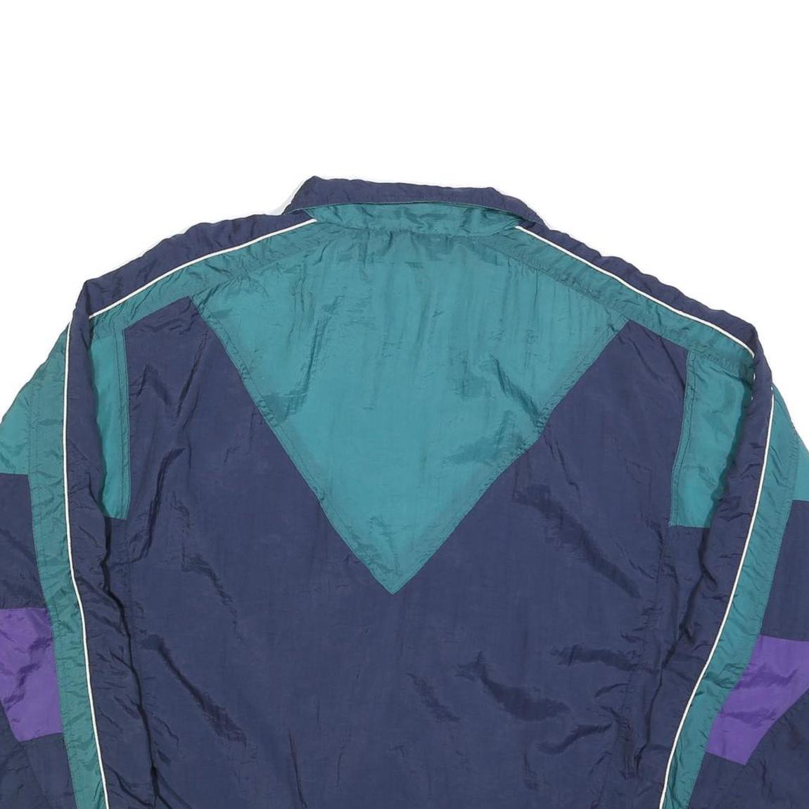 CHEROKEE Mens Blue & Teal Colourblock Zip Up Polyester Blend XL Jacket Retro