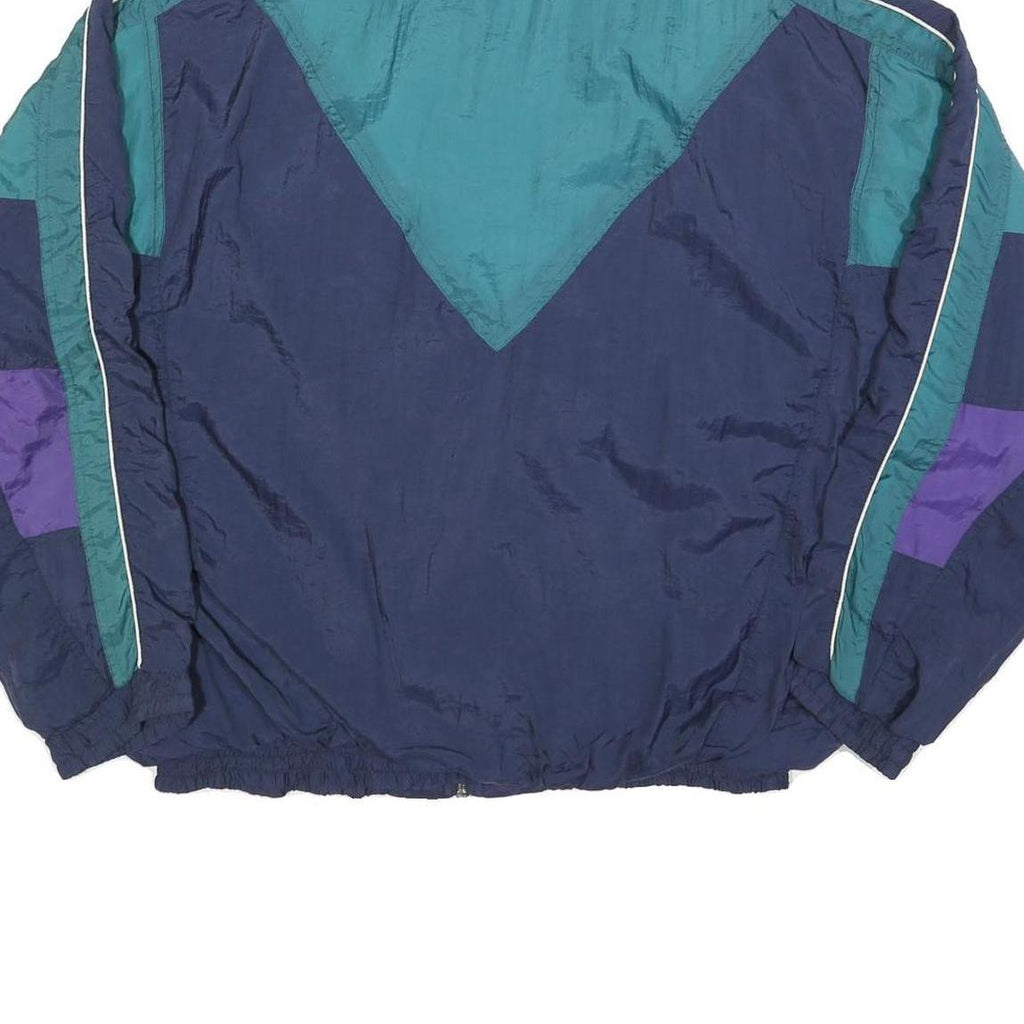 CHEROKEE Mens Blue & Teal Colourblock Zip Up Polyester Blend XL Jacket Retro