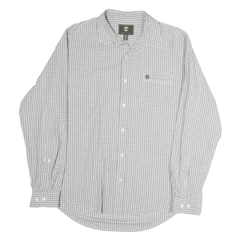 TIMBERLAND Mens Grey & White Regular Fit Cotton Blend Check Shirt XL Button Down