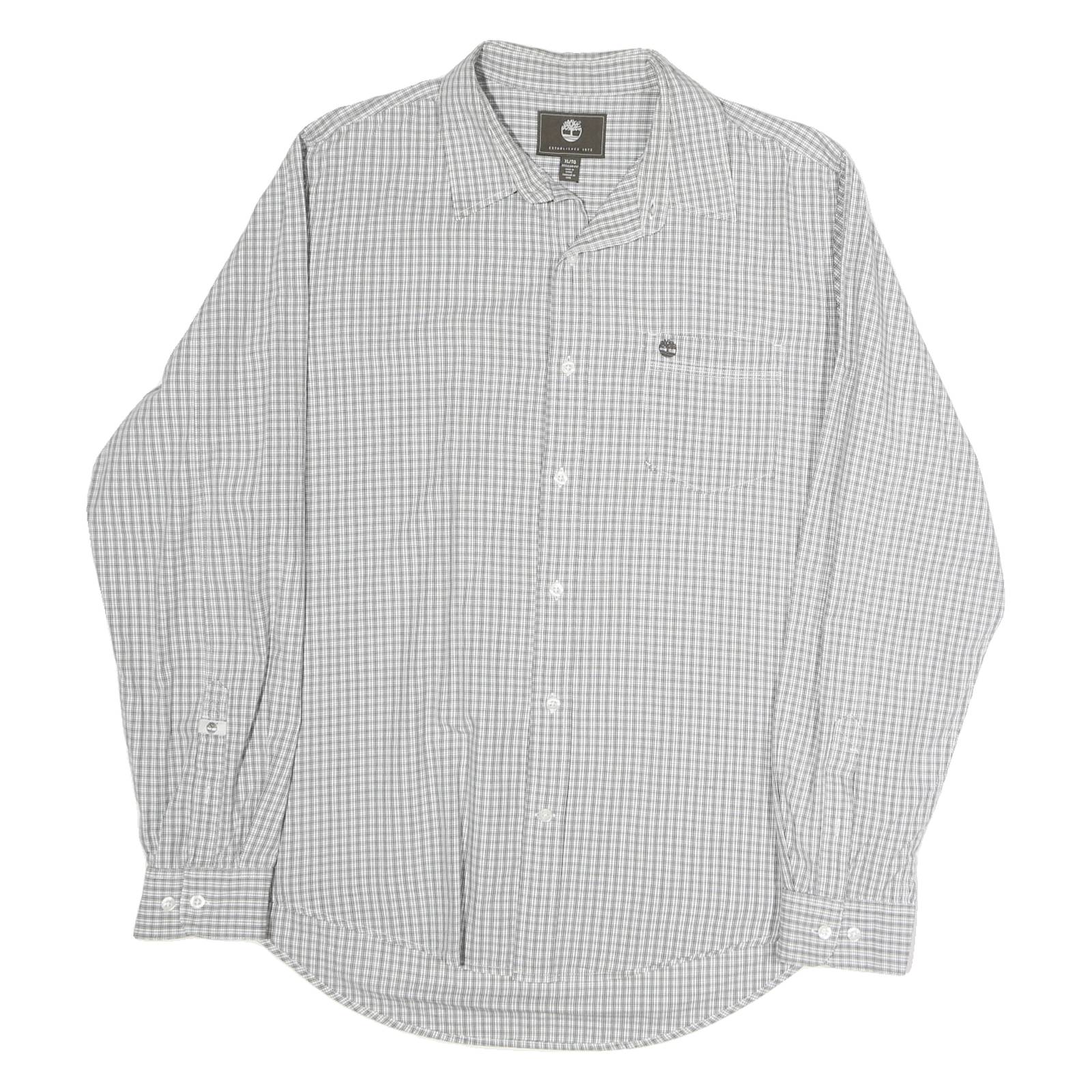 TIMBERLAND Mens Grey & White Regular Fit Cotton Blend Check Shirt XL Button Down