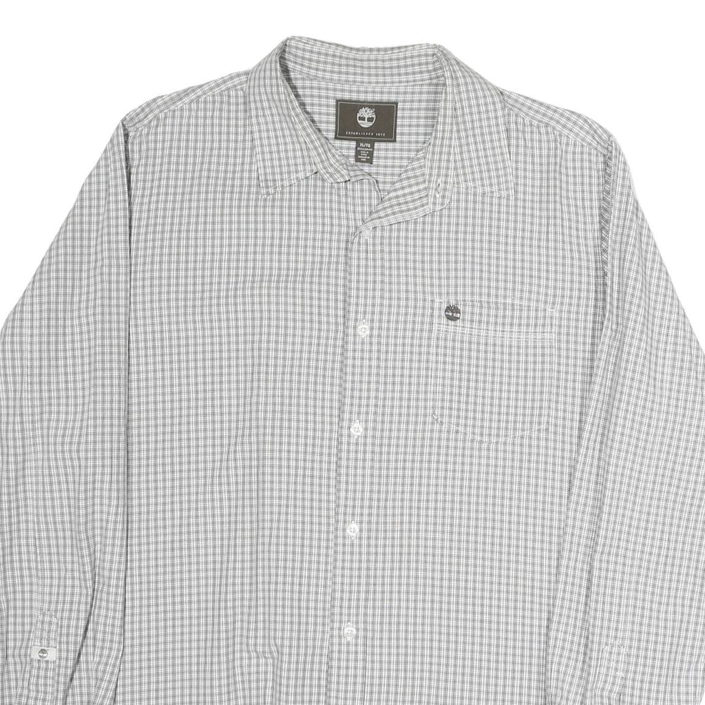 TIMBERLAND Mens Grey & White Regular Fit Cotton Blend Check Shirt XL Button Down