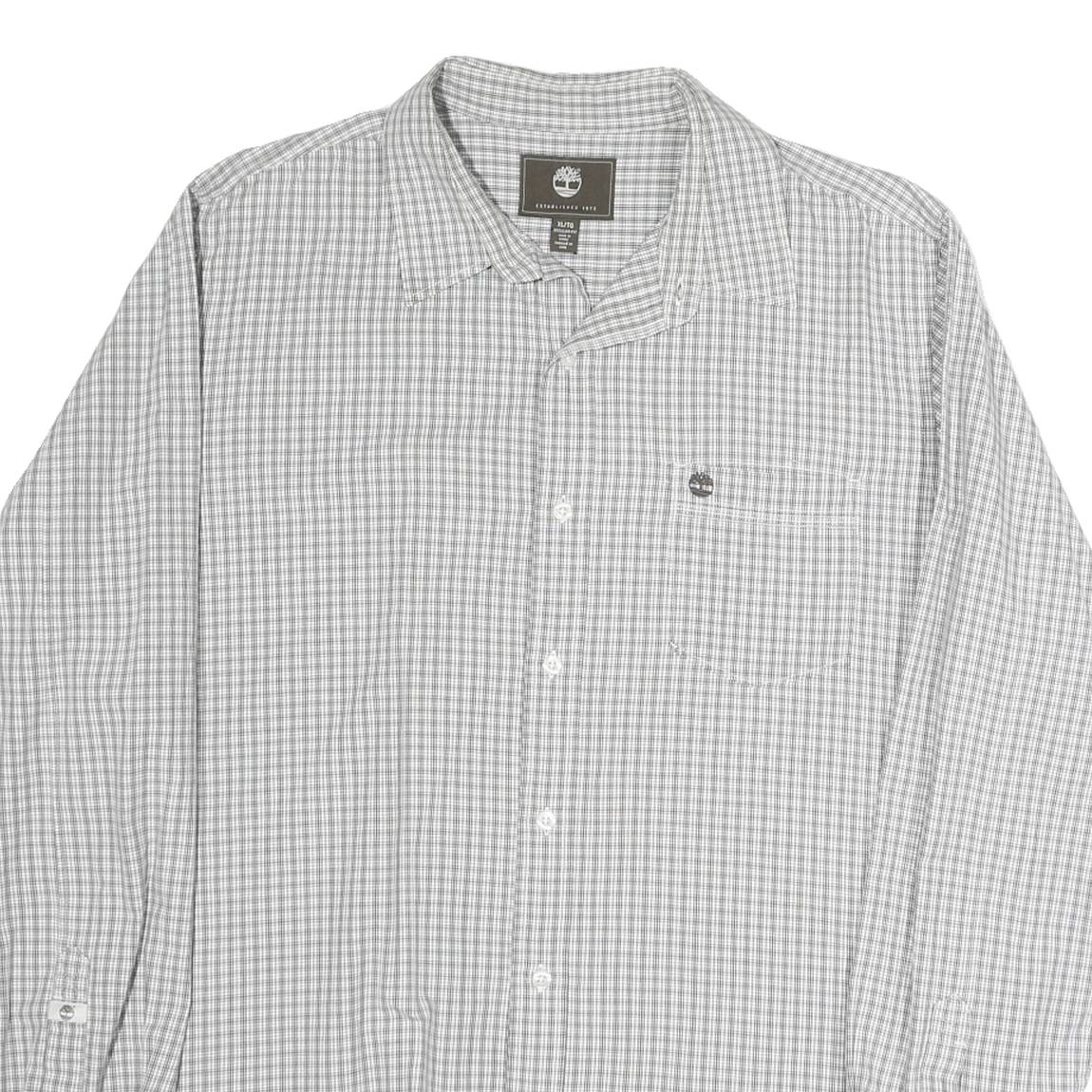 TIMBERLAND Mens Grey & White Regular Fit Cotton Blend Check Shirt XL Button Down