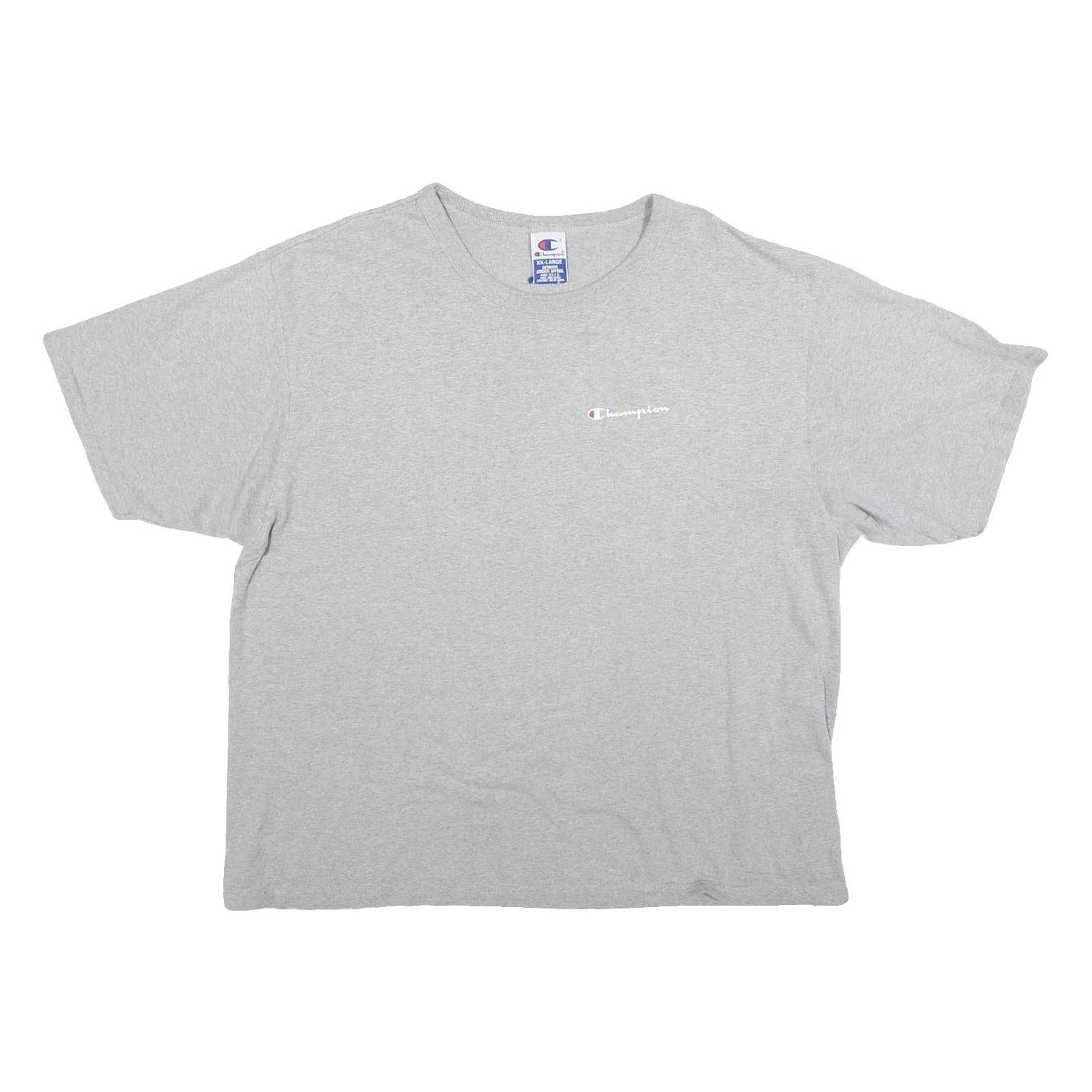 CHAMPION Mens Grey Crew Neck Short Sleeve T-Shirt 2XL Cotton Blend Classic Fit