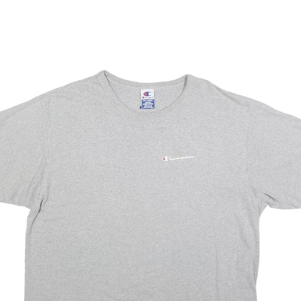 CHAMPION Mens Grey Crew Neck Short Sleeve T-Shirt 2XL Cotton Blend Classic Fit