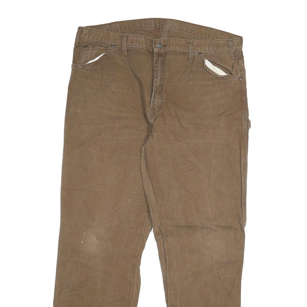 DICKIES Mens Jeans Brown Regular Straight Denim W40 L34 Workwear Cotton Blend