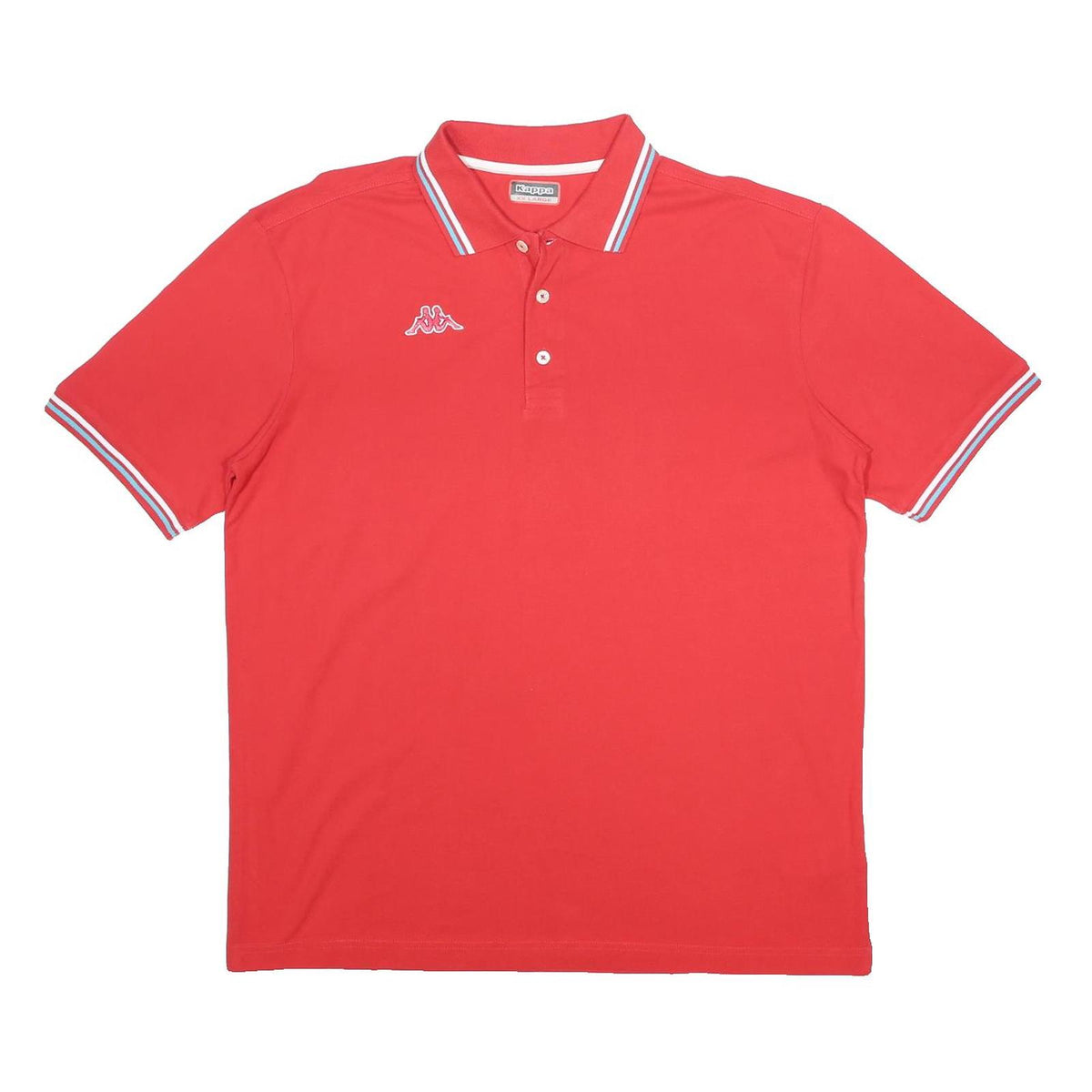 KAPPA Mens Red Short Sleeve Plain 2XL Cotton Polo Shirt Stripe Trim