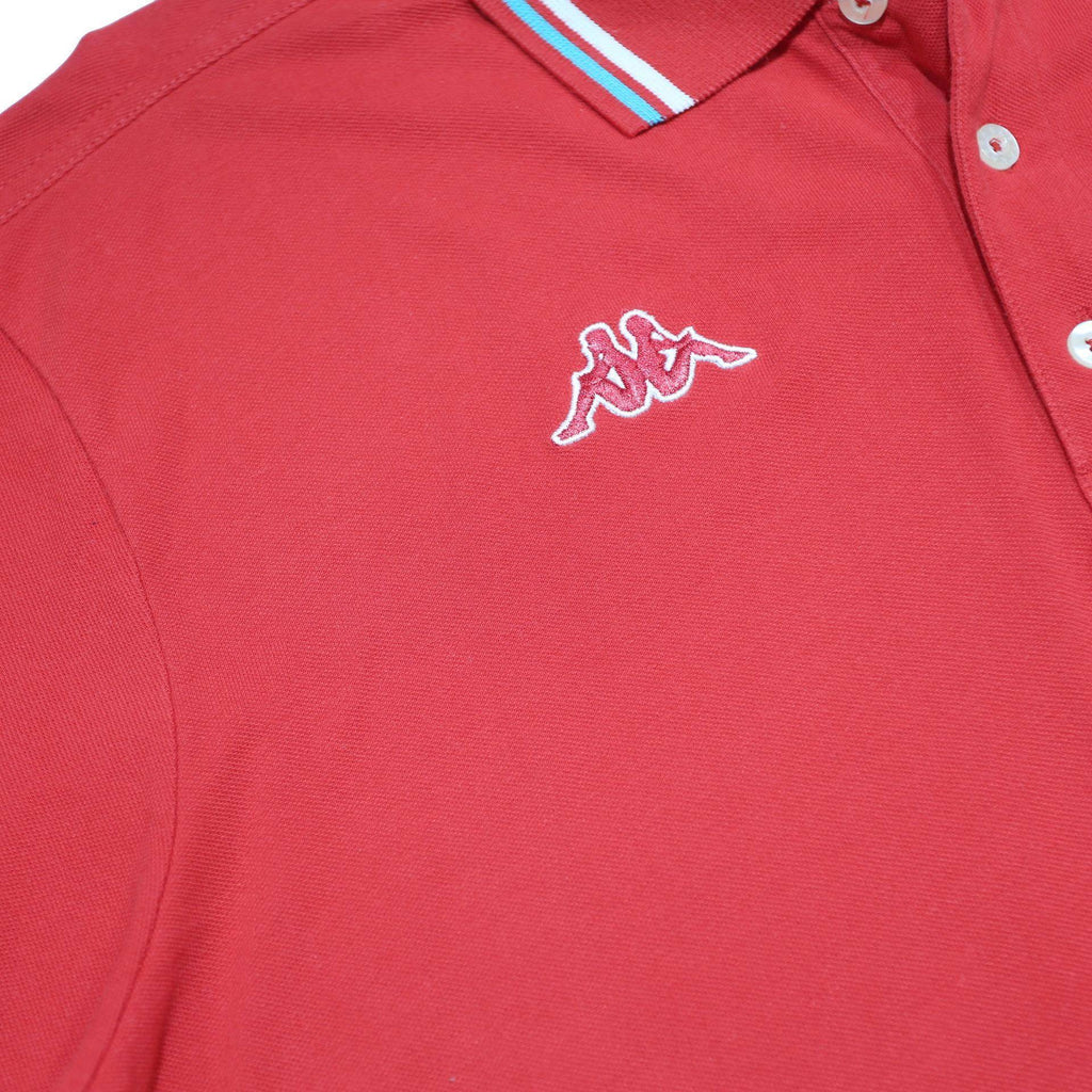 KAPPA Mens Red Short Sleeve Plain 2XL Cotton Polo Shirt Stripe Trim