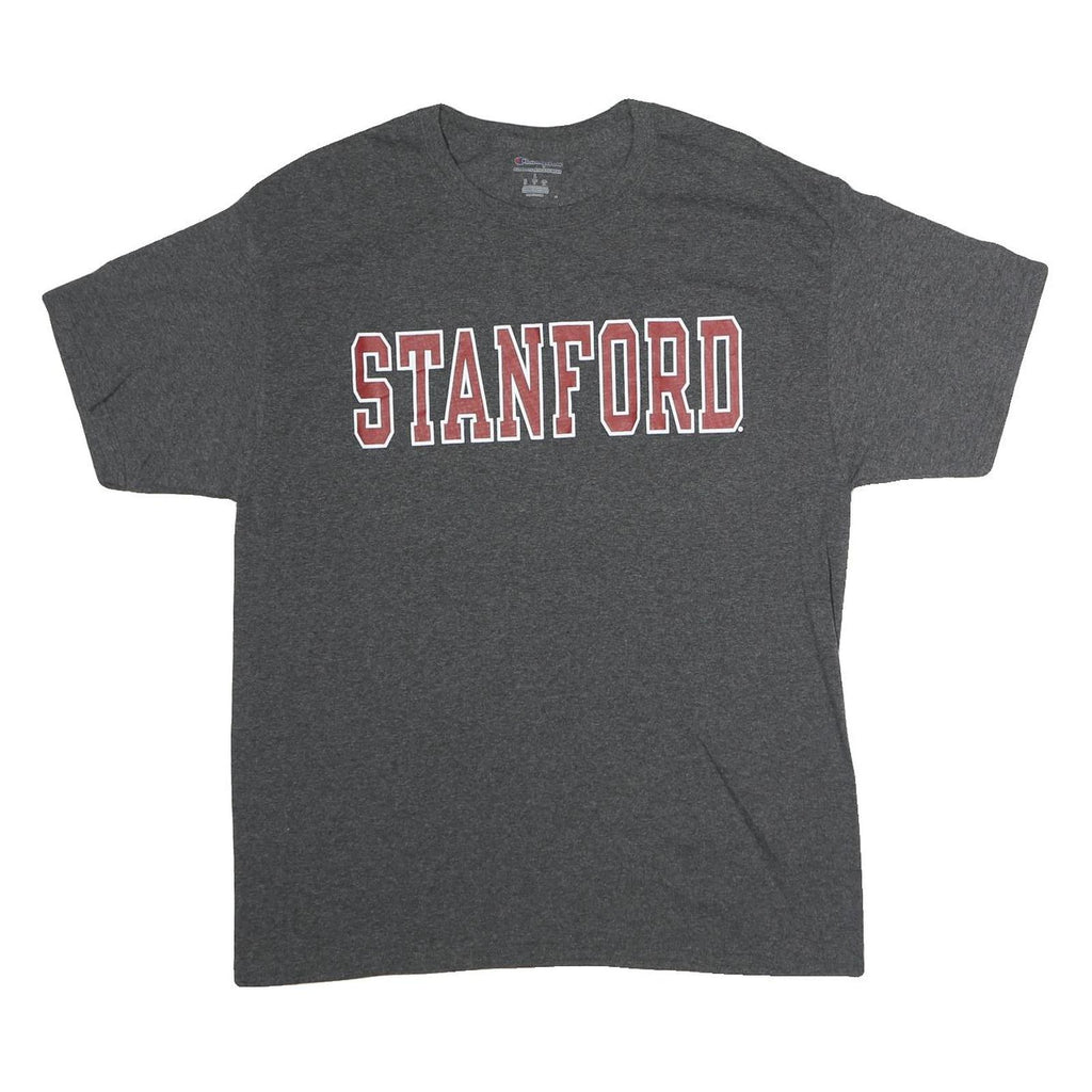 CHAMPION Mens Grey Stanford Graphic T-Shirt L Short Sleeve Crew Neck Cotton