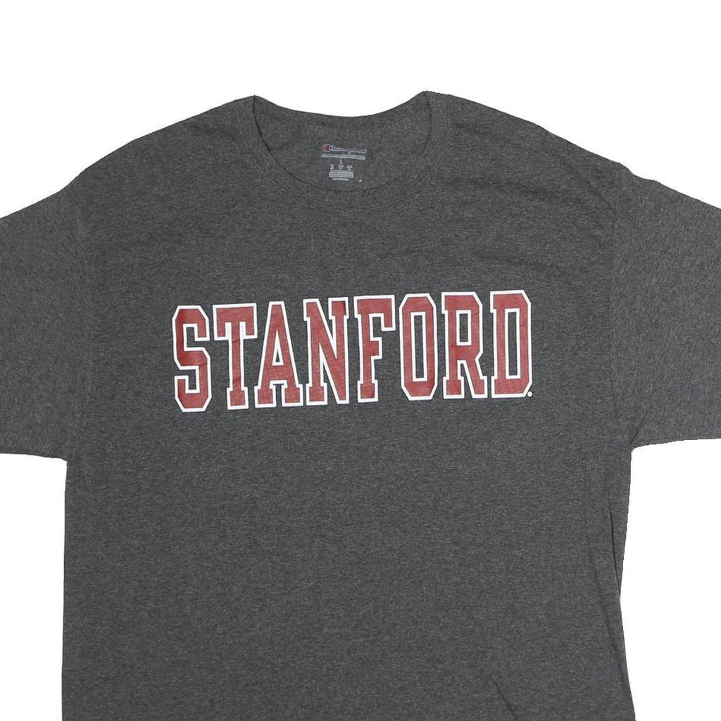CHAMPION Mens Grey Stanford Graphic T-Shirt L Short Sleeve Crew Neck Cotton