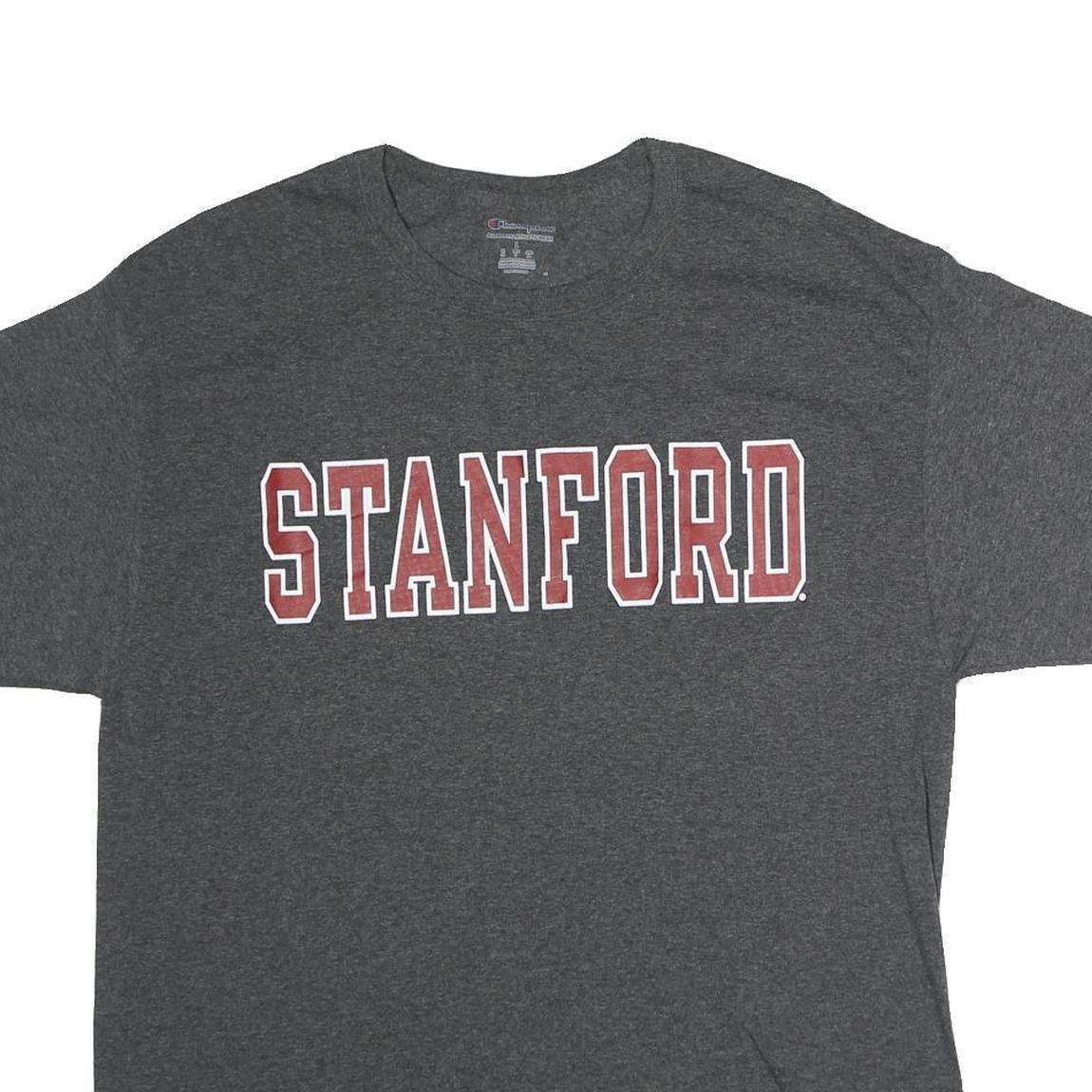 CHAMPION Mens Grey Stanford Graphic T-Shirt L Short Sleeve Crew Neck Cotton