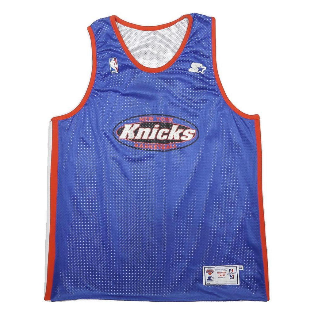 STARTER Mens Blue & White New York Knicks Basketball Basketball Jersey XL