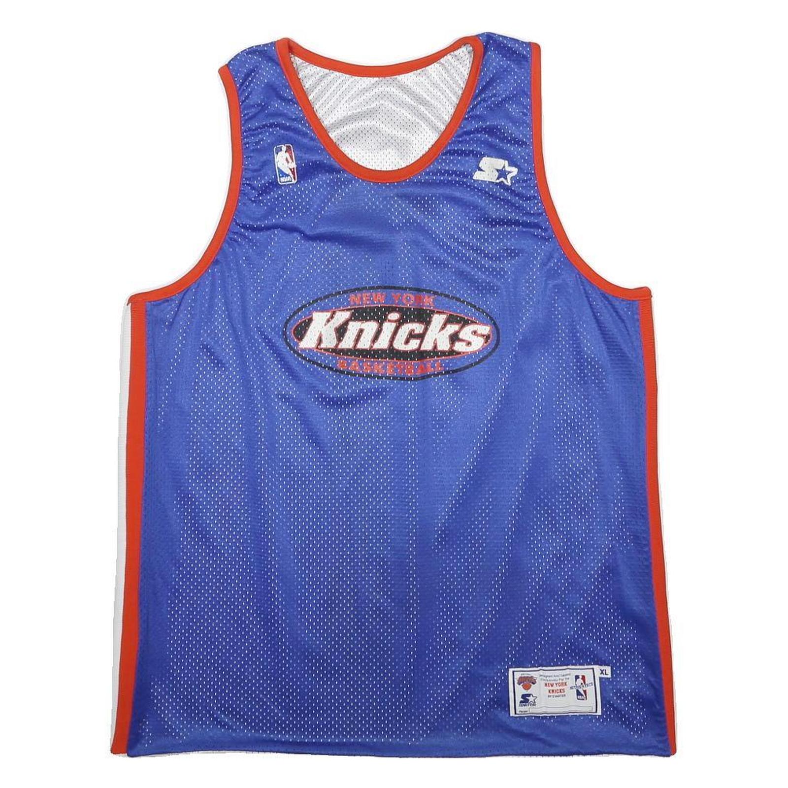 STARTER Mens Blue & White New York Knicks Basketball Basketball Jersey XL